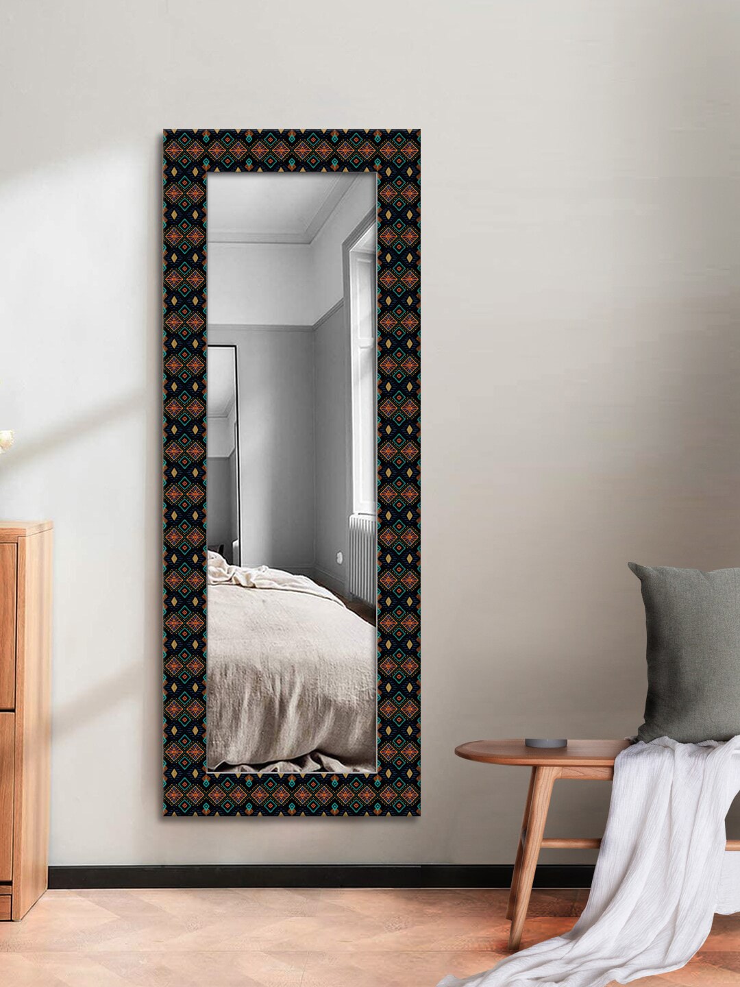 999Store Black & Red Printed Wall Mirror Price in India