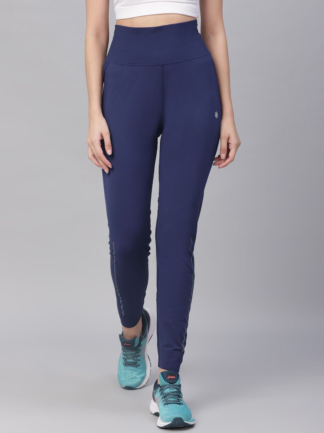 ASICS Women Blue Solid Knit Track Pants Price in India