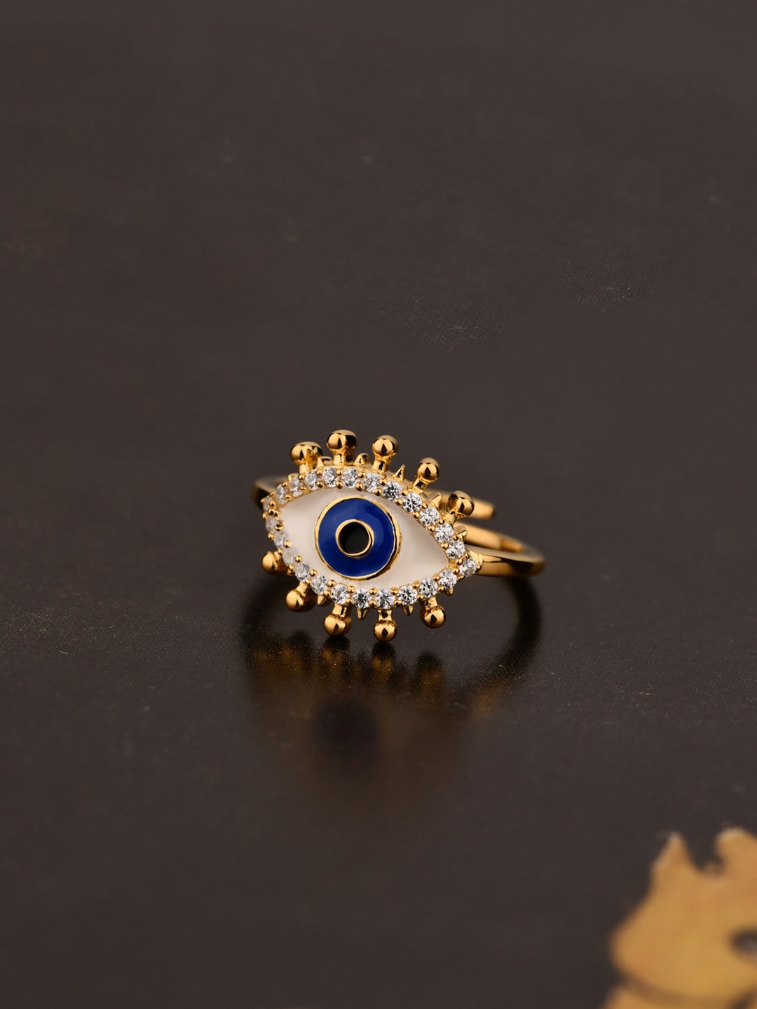 TALISMAN White & Gold Positive Vibes Evil Eye Adjustable Ring Price in India