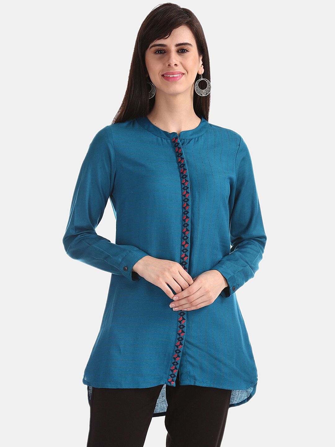 Bronz Women Blue Solid Tunic Price in India