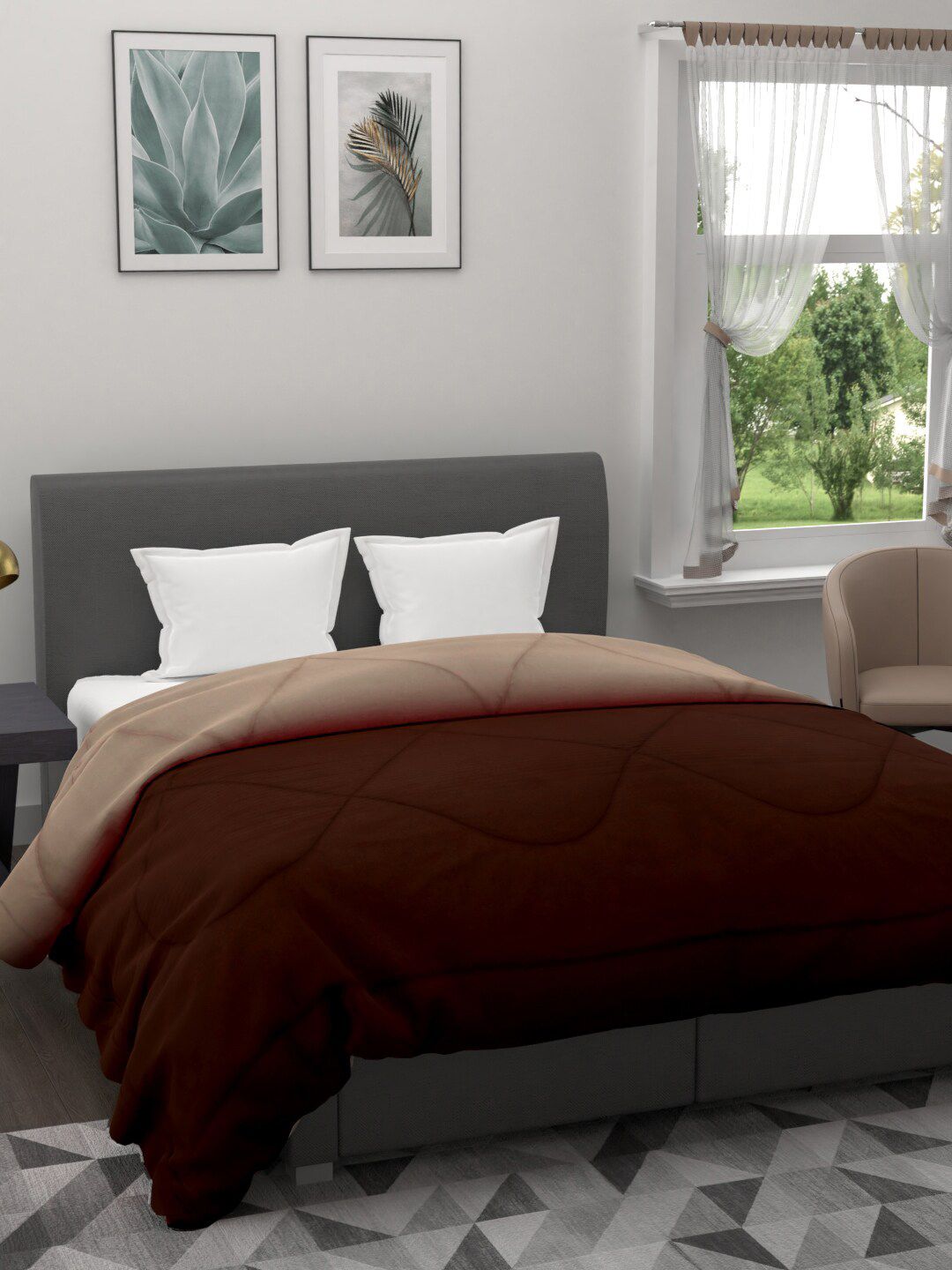 EverHOME Brown & Beige Solid Mild Winter 200 GSM Double Bed Comforter Price in India