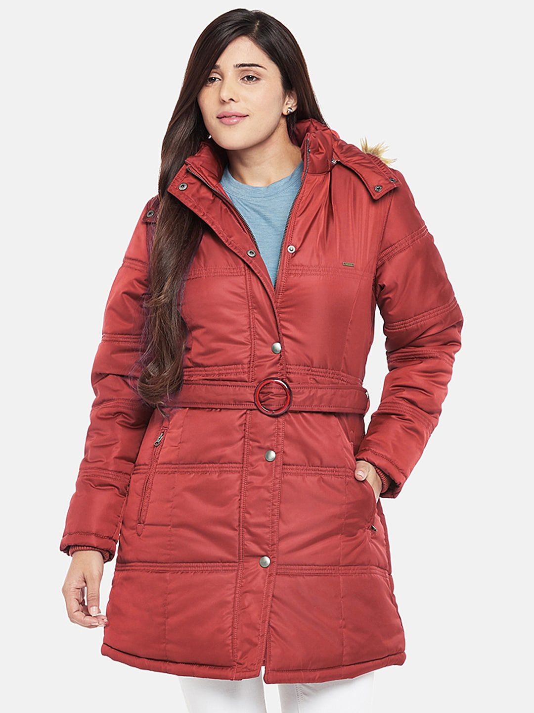 Kosha Women Red Solid Warm Insulated Waterproof Parka Jacket Price in India