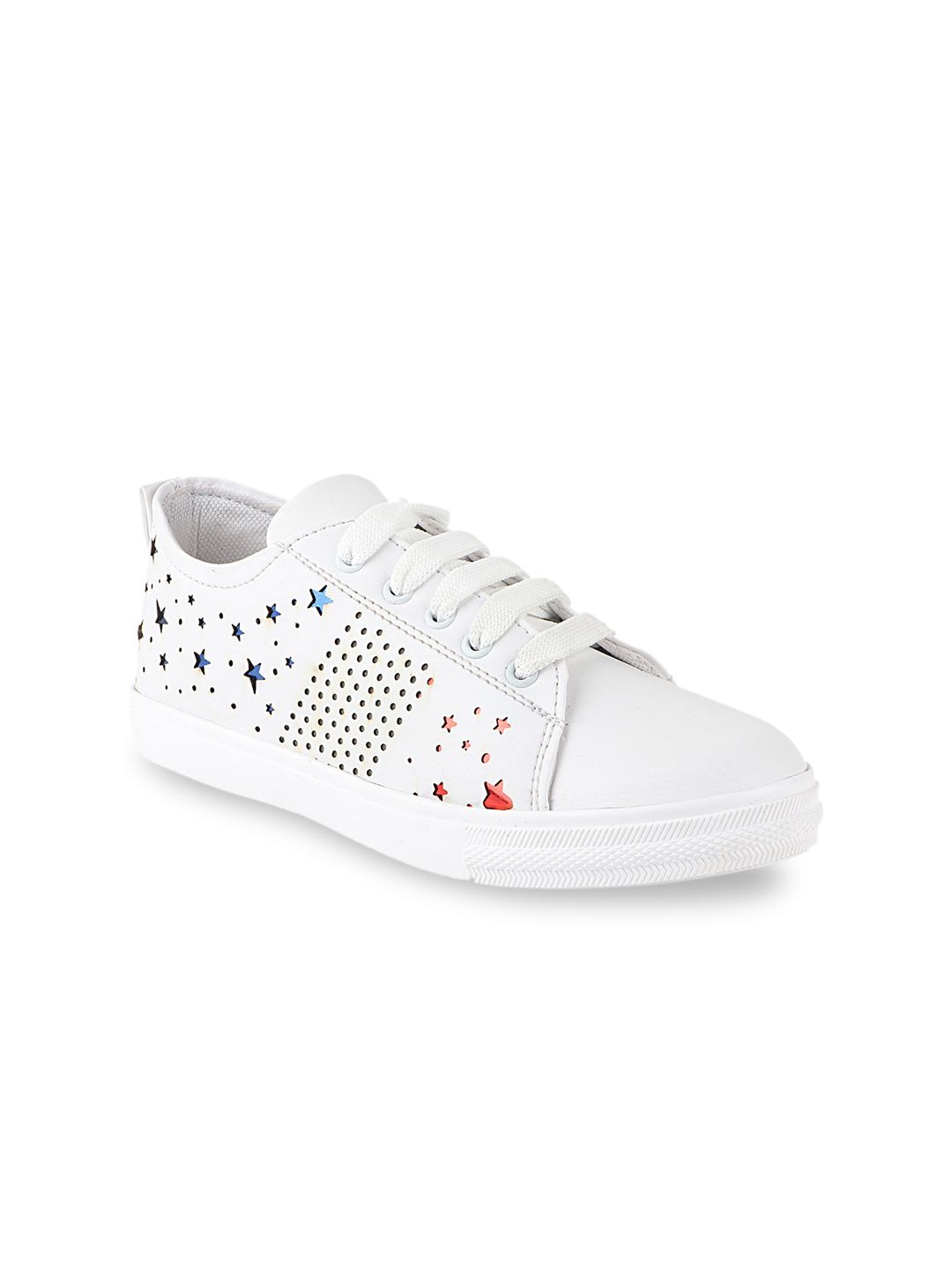 Shoetopia Women White Textured Sneakers Price in India