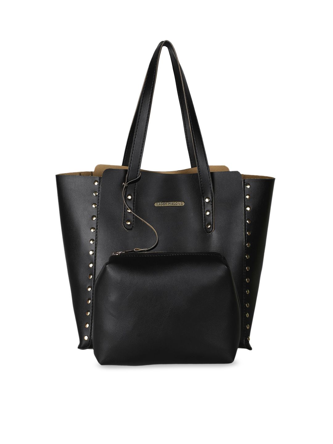 Bagsy Malone Black Solid Tote Bag Price in India