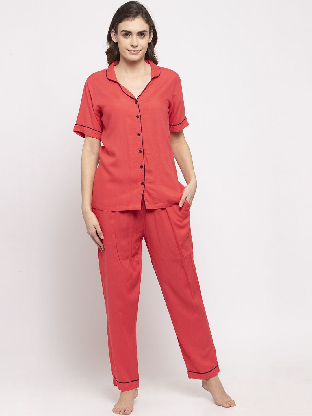 NEUDIS Women Red Solid Night Suit Price in India