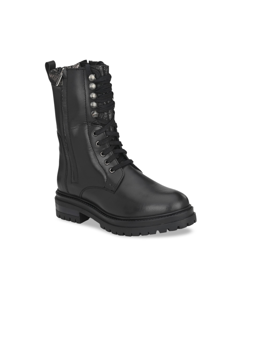 Delize Women Black Flat Boots Price in India