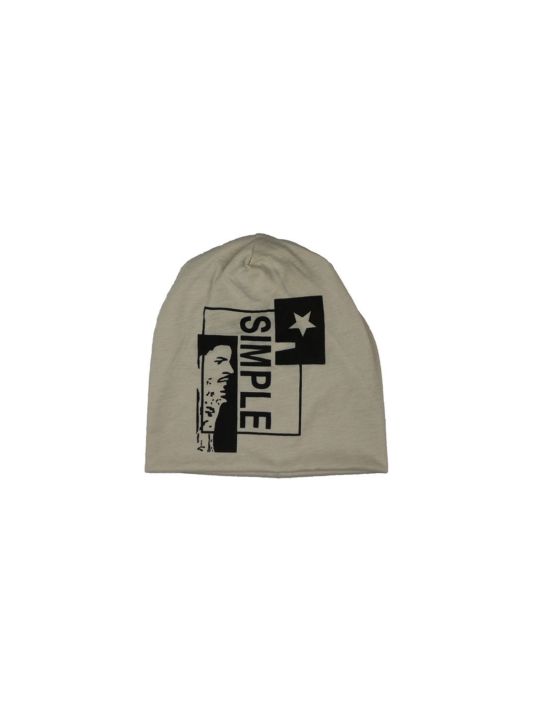 iSWEVEN Unisex Taupe-Coloured & Black Printed Beanie Price in India