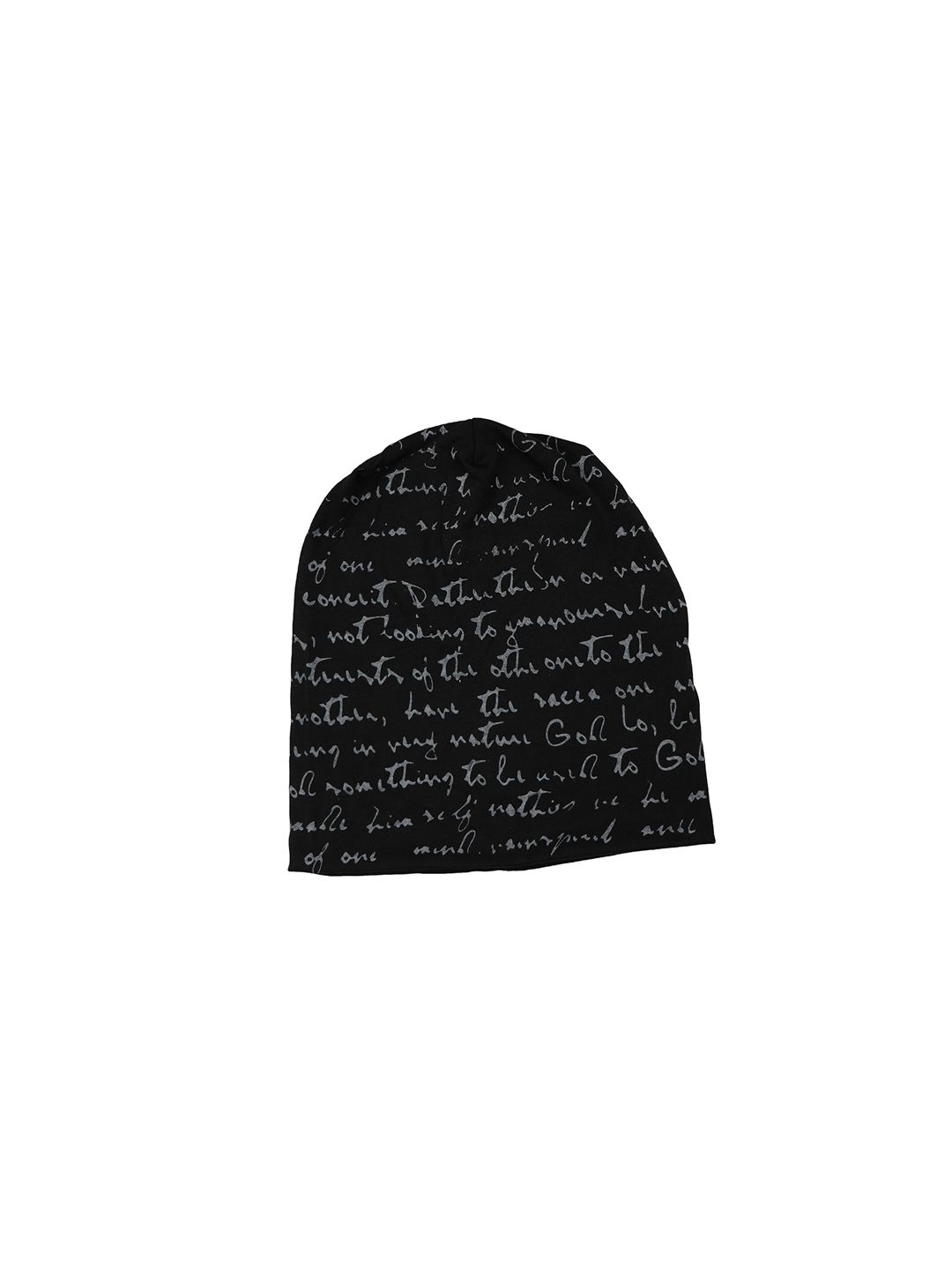 iSWEVEN Unisex Black & Grey Printed Cotton Beanie Price in India