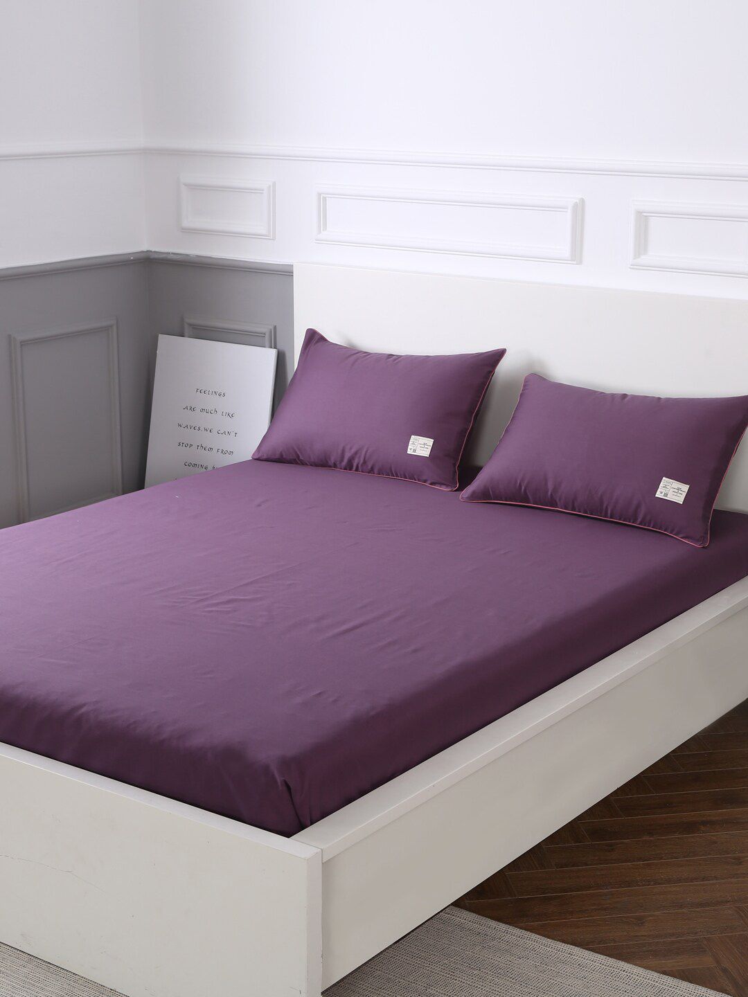 URBAN DREAM Purple Solid 210 TC Cotton 1 King Bedsheet with 2 Pillow Covers Price in India