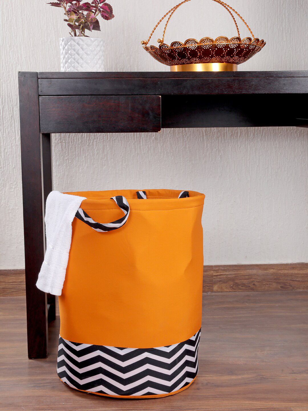 My Gift Booth Orange & White Self-Design Sustainable Storage Hamper Price in India