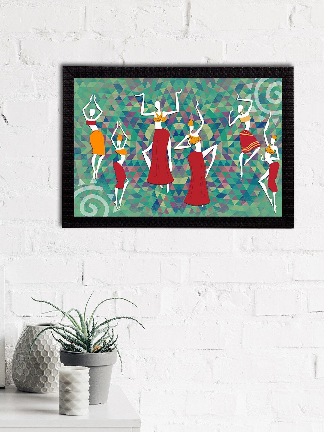 eCraftIndia Maroon & Green Tribal Theme Satin Matt Textured UV Wall Painting Price in India