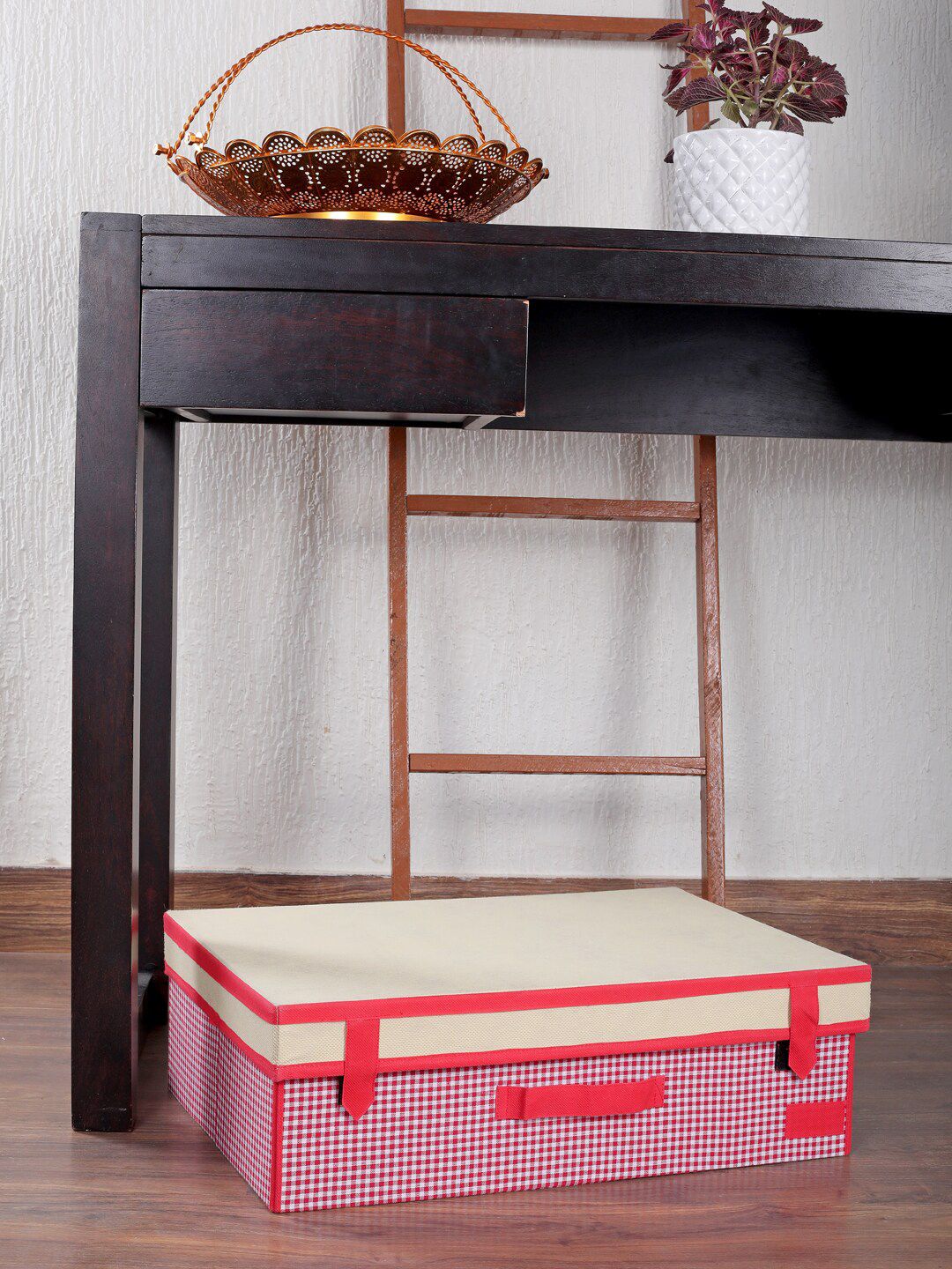 My Gift Booth Red & Beige Checked Sustainable Storage Chest Price in India