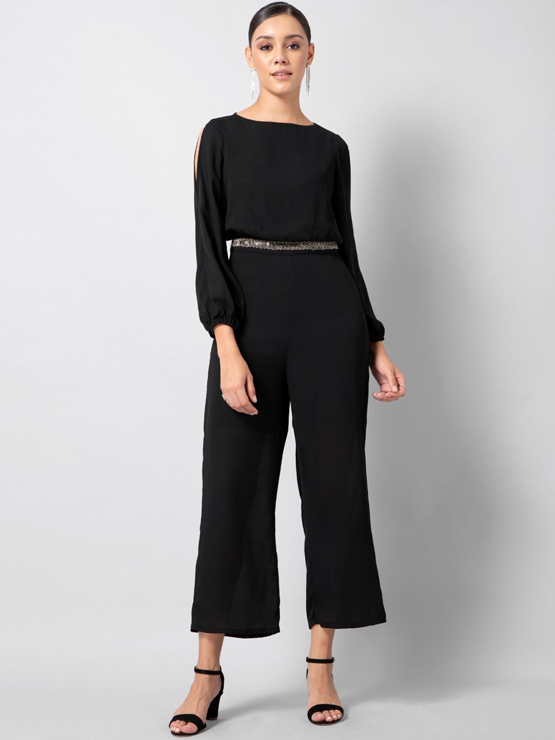 FabAlley Women Black Solid Basic Jumpsuit Price in India