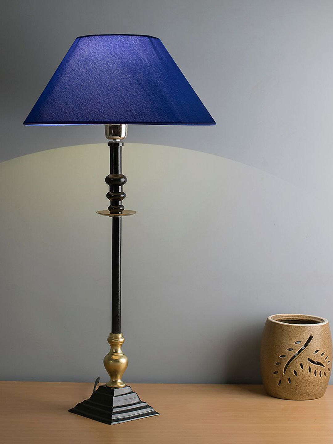 Homesake Blue & Black Solid Contemporary Riveria Table Lamp Price in India