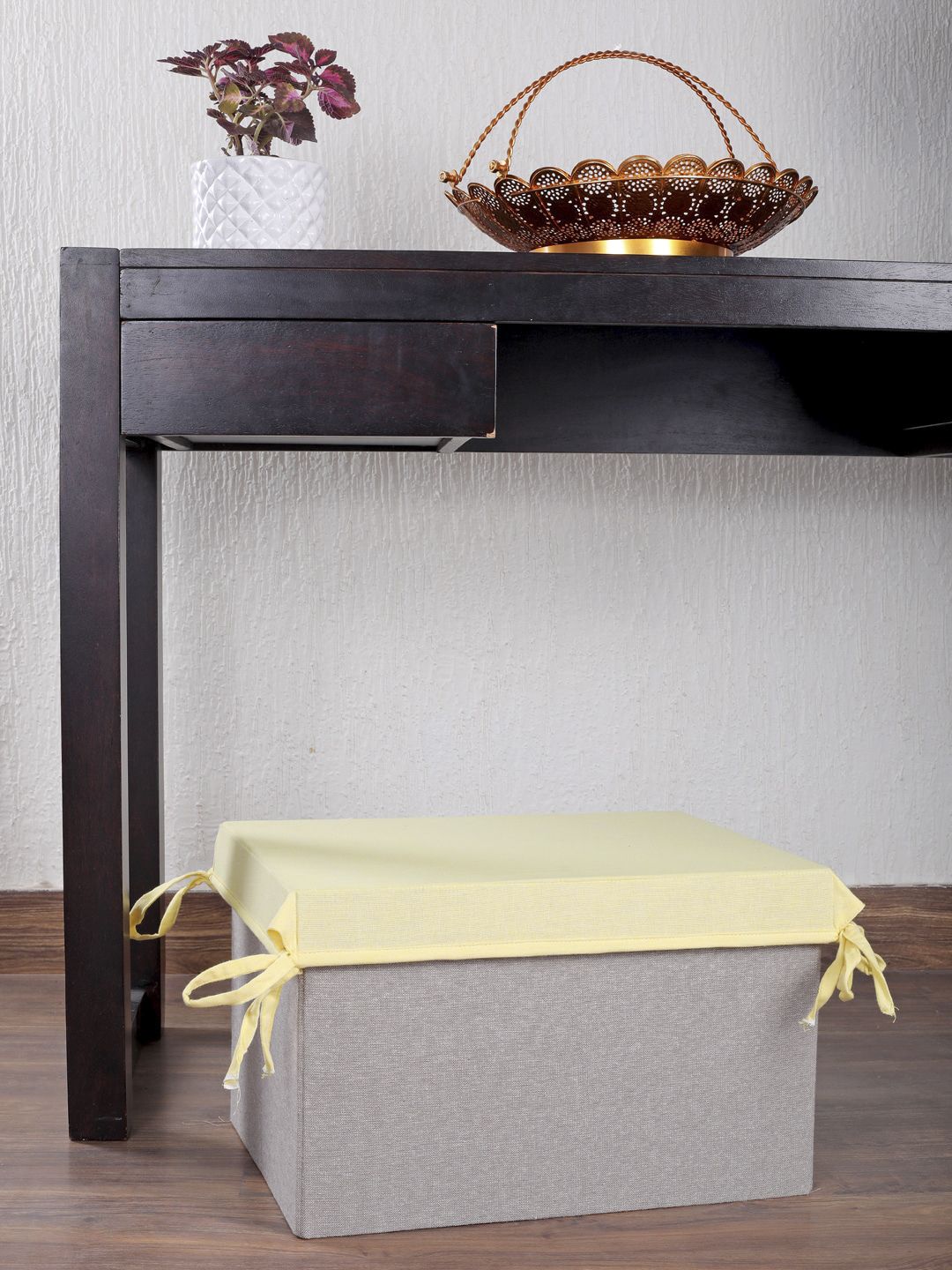 My Gift Booth Yellow & Grey Solid Sustainable Storage Hamper Price in India