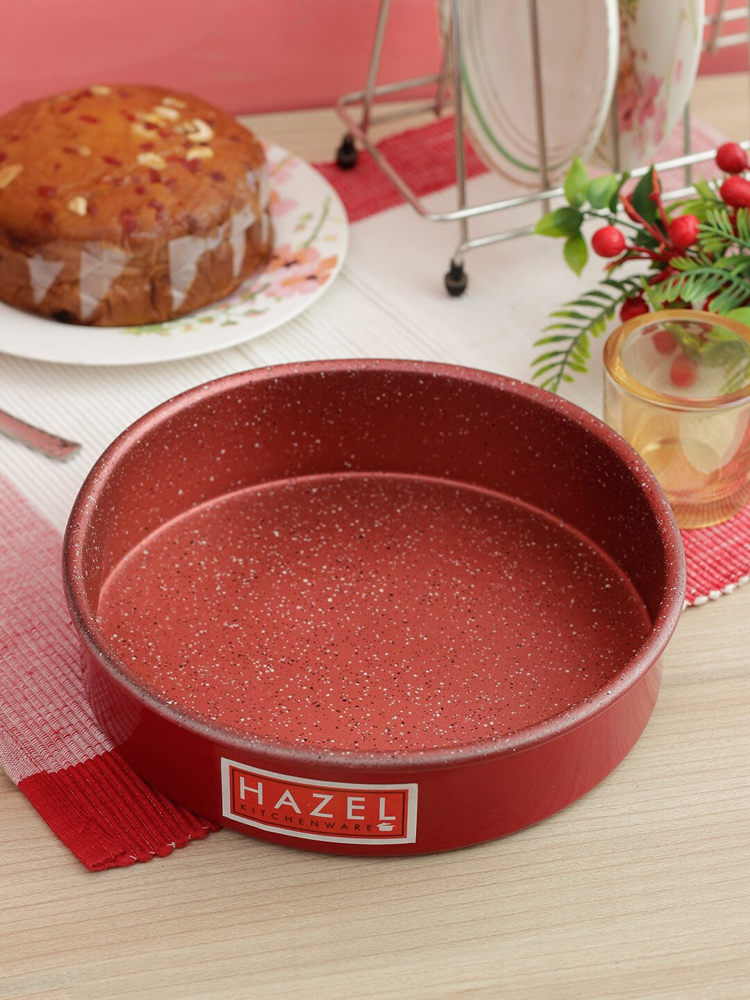 HAZEL Red Non Stick Microwave Safe Large Round Cake Mould Price in India