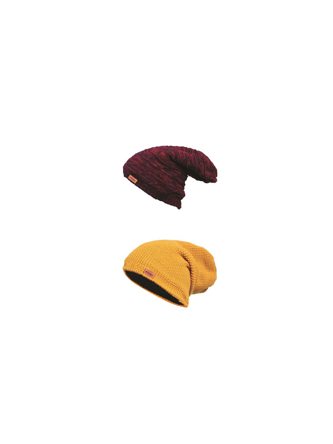 Knotyy Unisex Pack of 2 Self Design Woollen Beanies Price in India