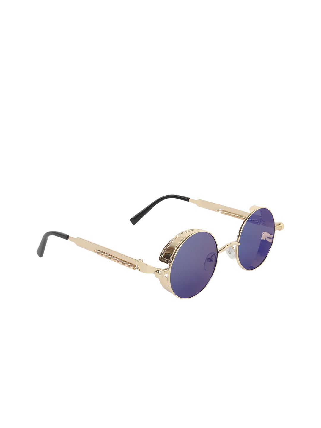 SCAGLIA Unisex Gold-Toned & Blue UV Protected Lens Round Sunglasses SCA_SP