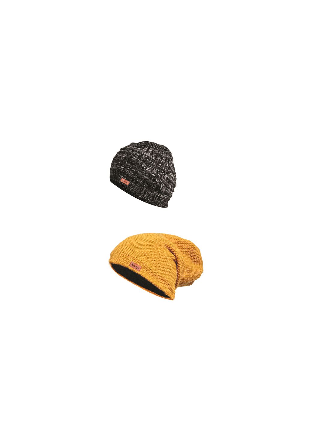 Knotyy Unisex Pack of 2 Self Design Beanies Price in India