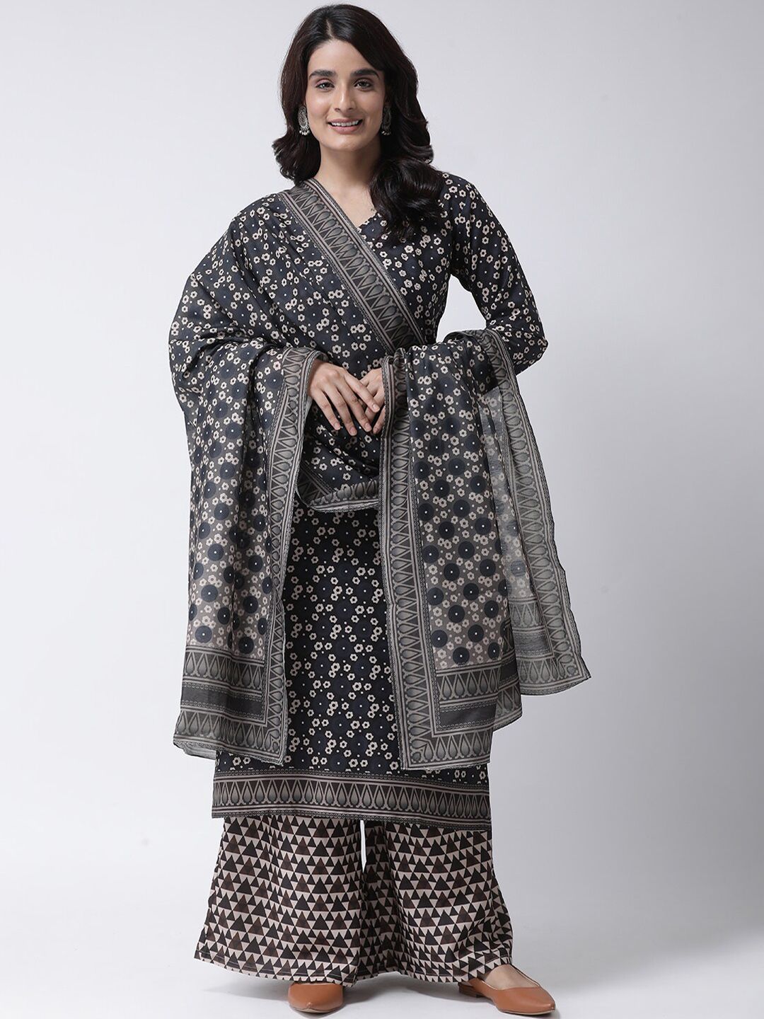 Hangup Women Grey & Blue Printed Hangup Dupatta Price in India