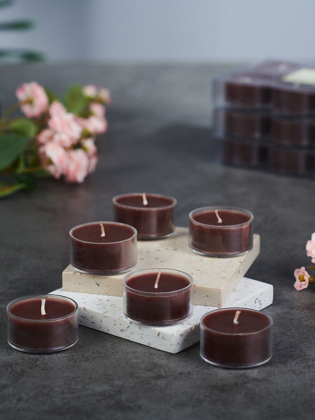 Pure Home and Living Set of 24 Brown Moments of Eternity Scented Tealight Candles Price in India