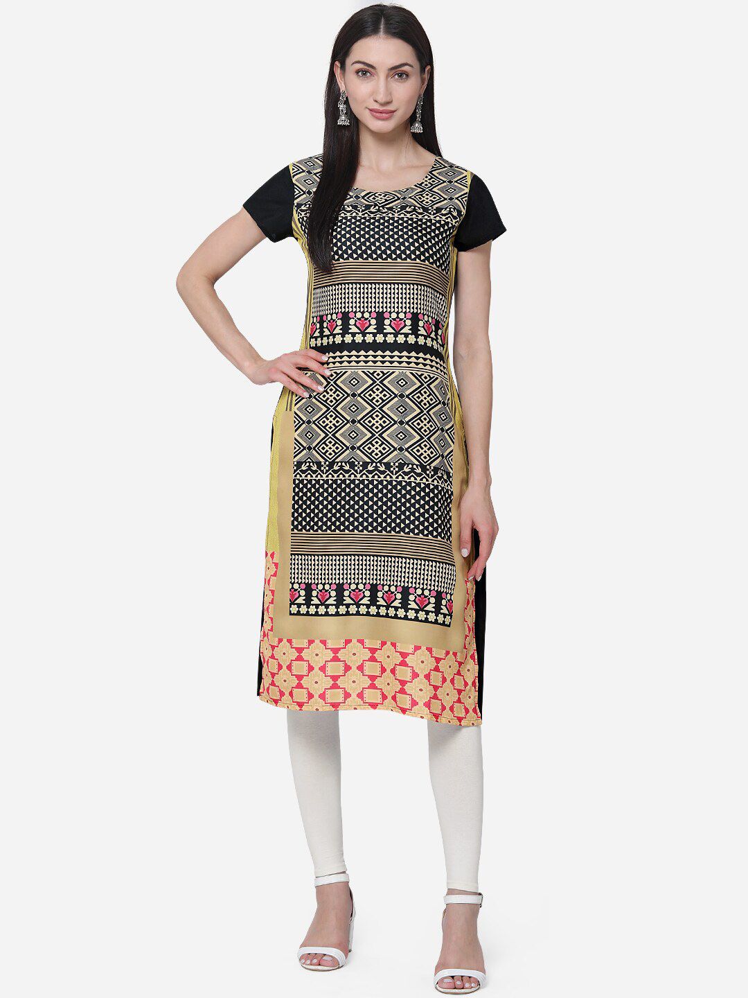 Kvsfab Women Multicoloured Printed Straight Kurta