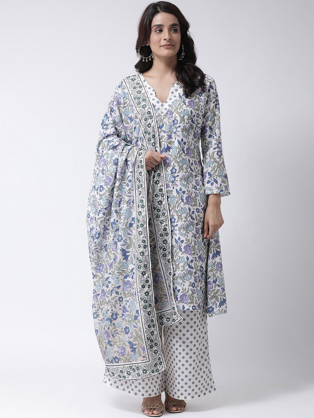 Hangup Women White & Blue Printed Hangup Dupatta Price in India