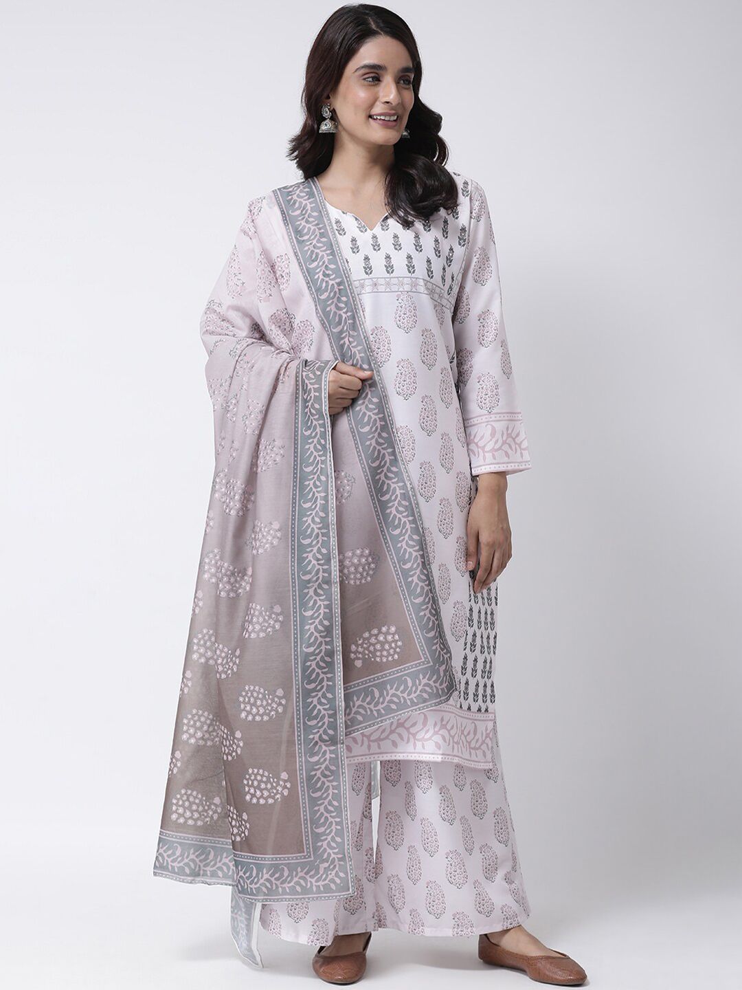 Hangup Women Cream-Coloured & Pink Printed Dyed Hangup Dupatta Price in India