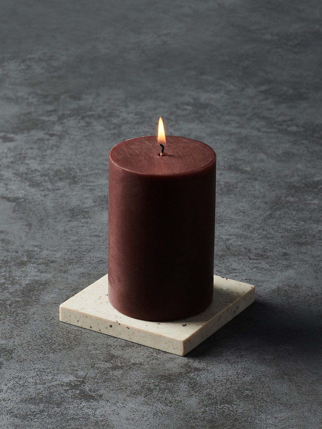 Pure Home and Living Brown Solid Moments of Eternity Pillar Candle Price in India