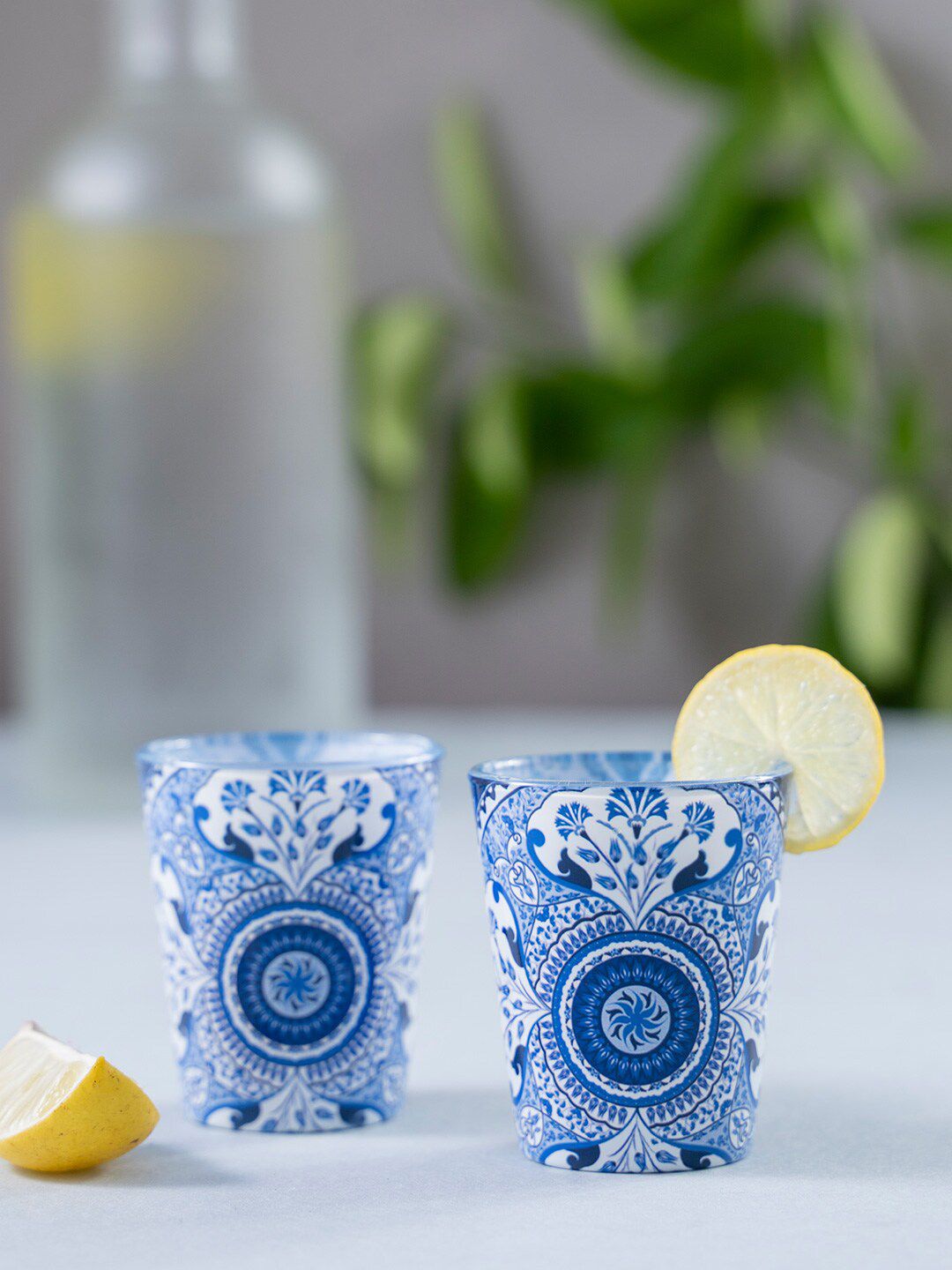 KOLOROBIA Set Of 2 Blue & White Pristine Turkish Shot Glasses 30 ml Price in India