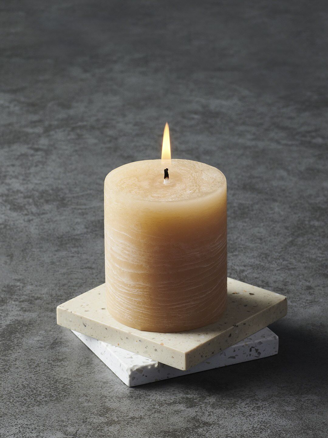 Pure Home and Living Set Of 2 Beige Small Vanilla Pillar Candle Price in India