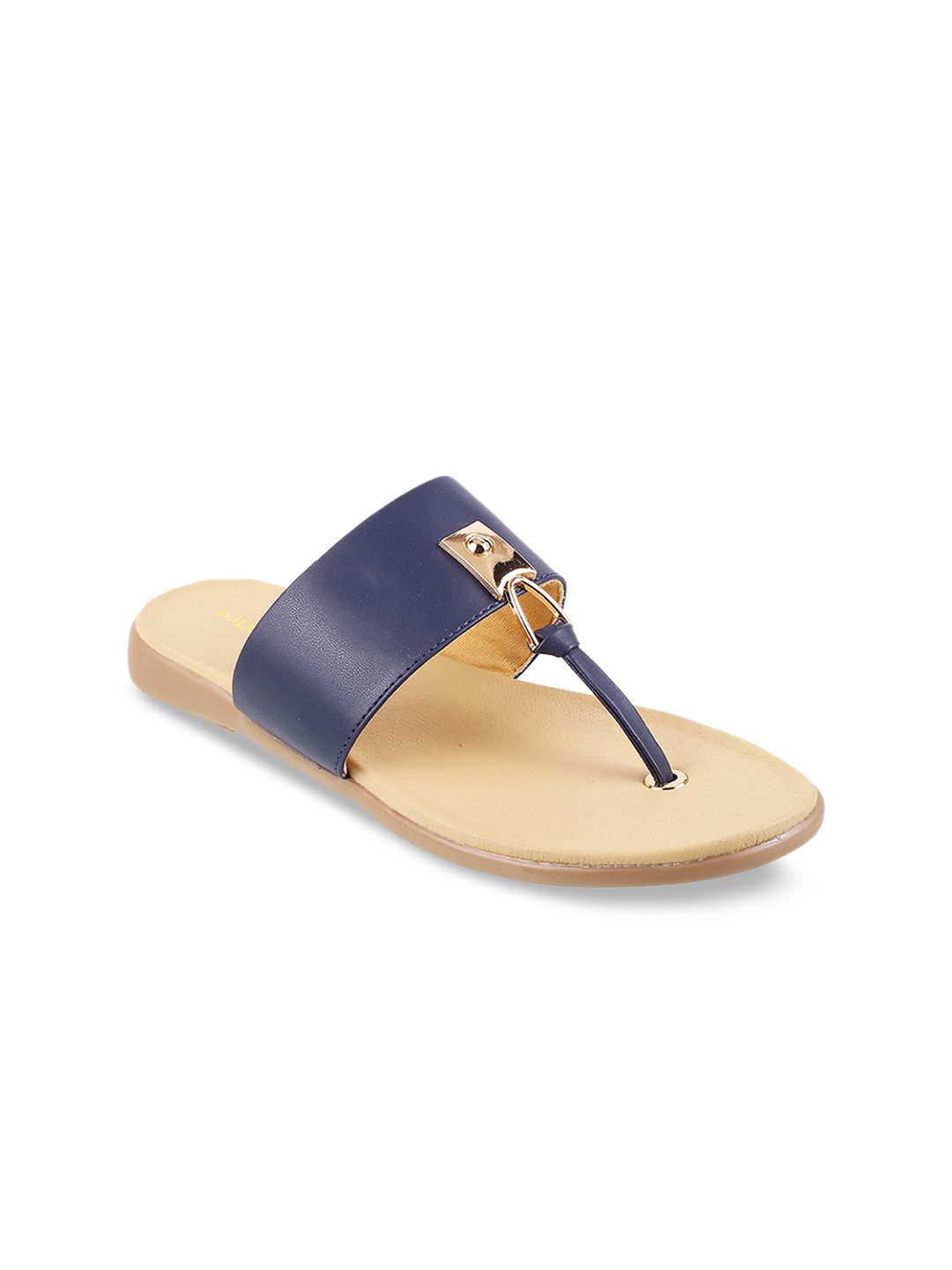 WALKWAY by Metro Women Navy Blue Solid T-Strap Flats Price in India