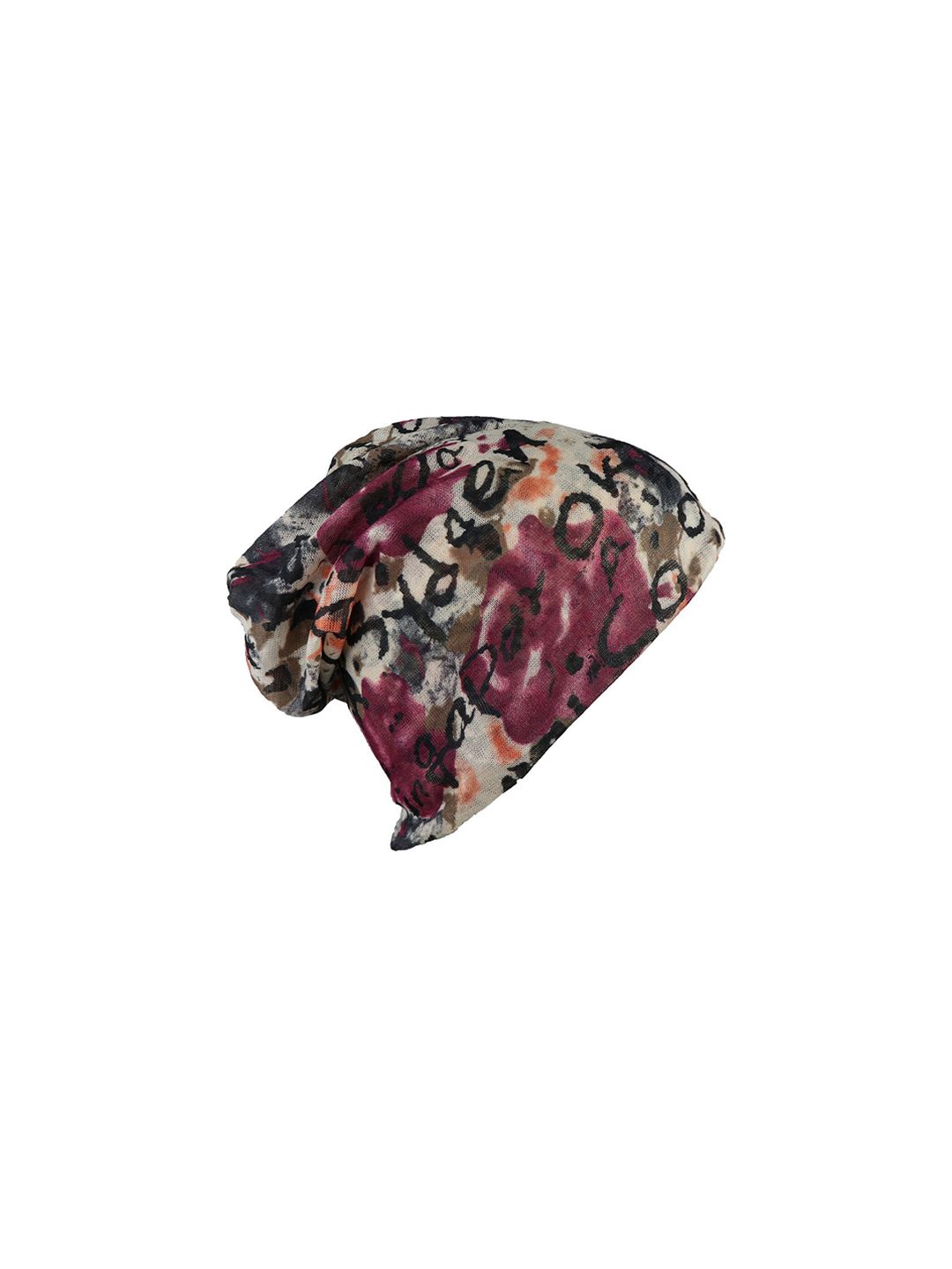 iSWEVEN Unisex Beige & Black Abstract Printed Beanie Price in India
