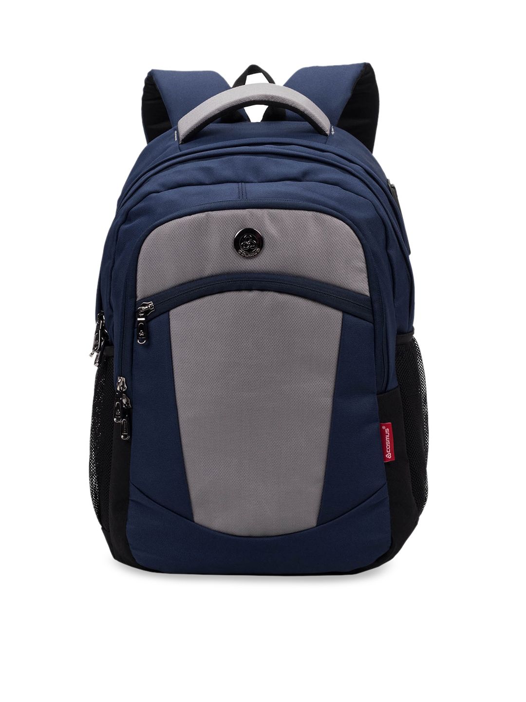 COSMUS Unisex Kids Navy Blue & Grey Colourblocked Backpack Price in India