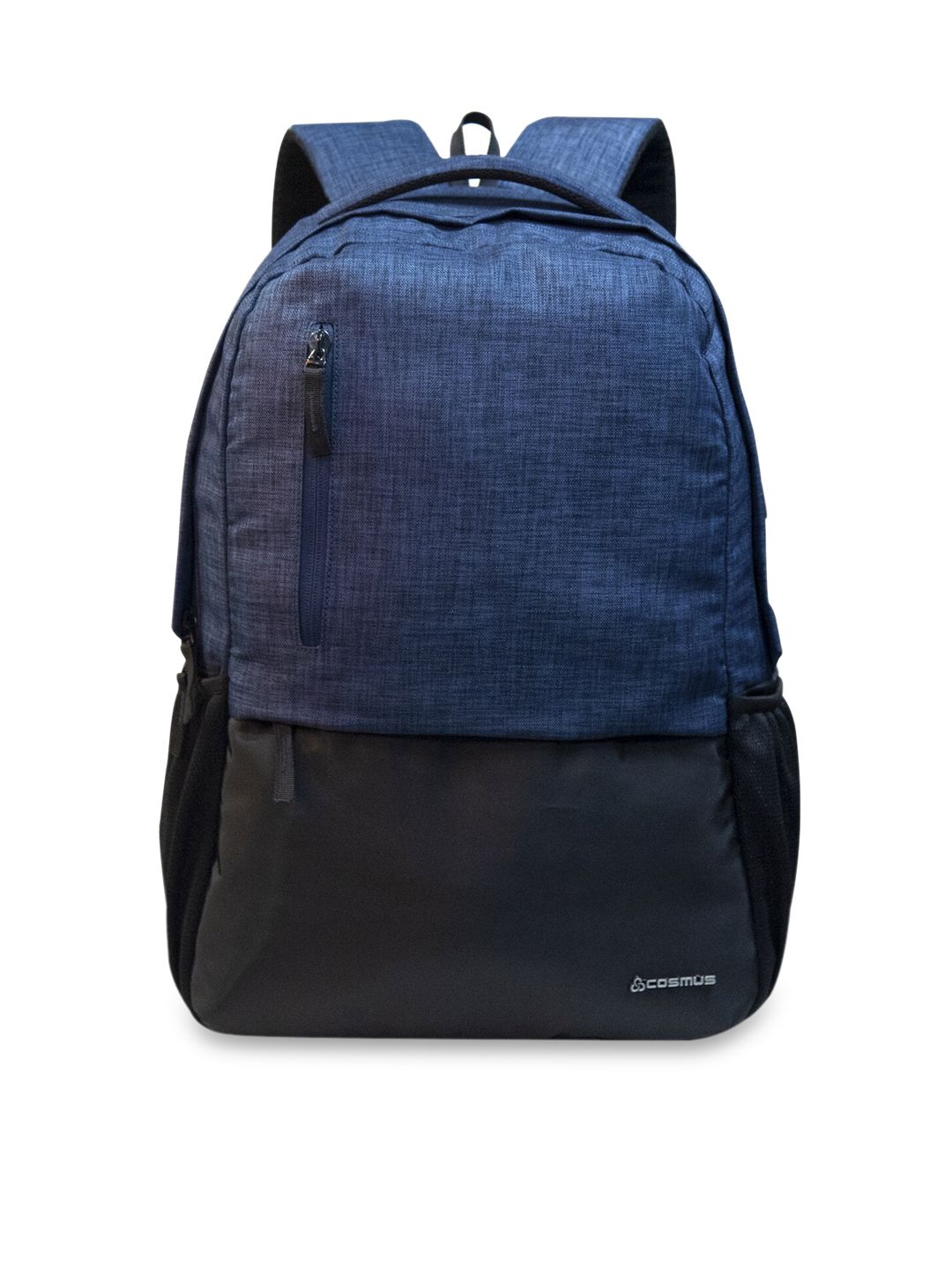 COSMUS Unisex Blue & Black Colourblocked Casual Laptop Backpack with USB Charger Port Price in India