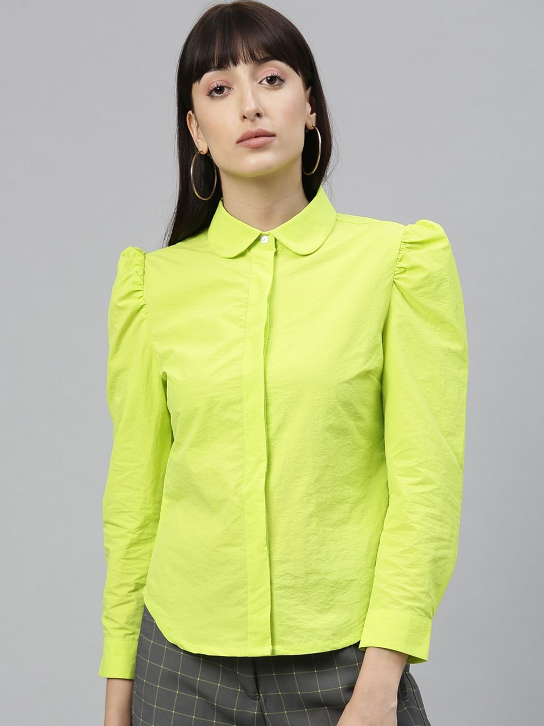 RAREISM Women Green Solid Shirt Style Top