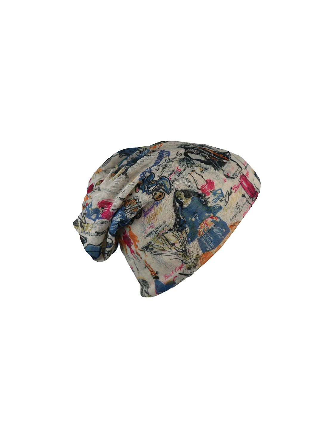 iSWEVEN Unisex Beige & Black Printed Beanie Cap Price in India