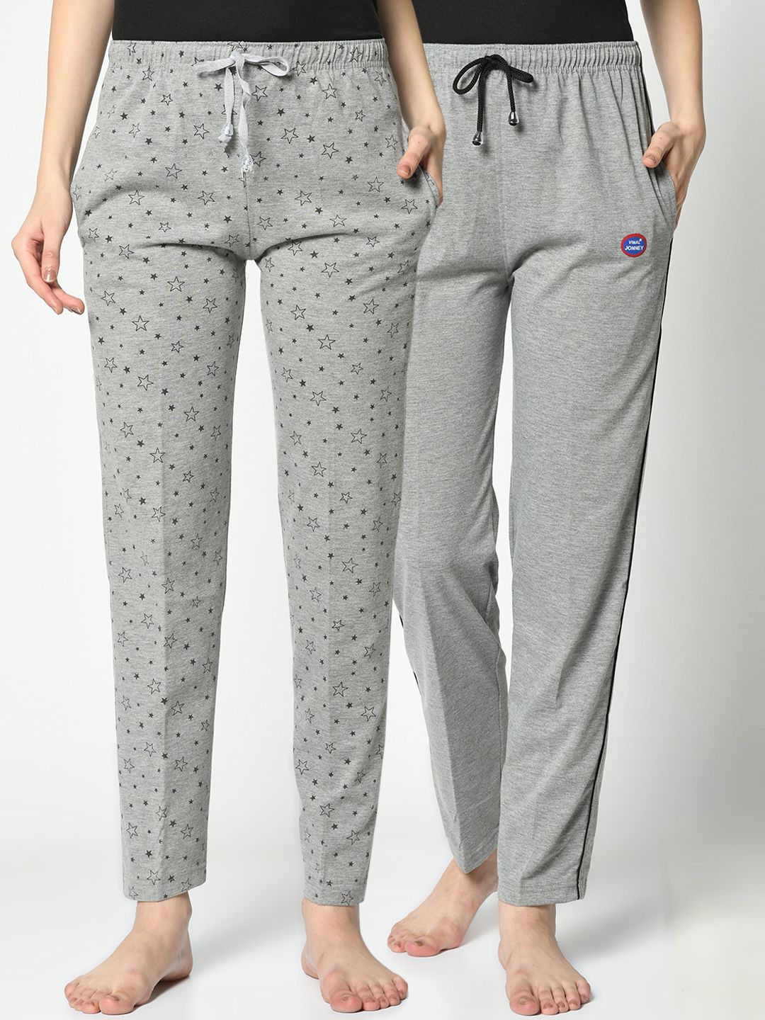 VIMAL JONNEY Women Pack of 2 Grey Solid Lounge Pants Price in India