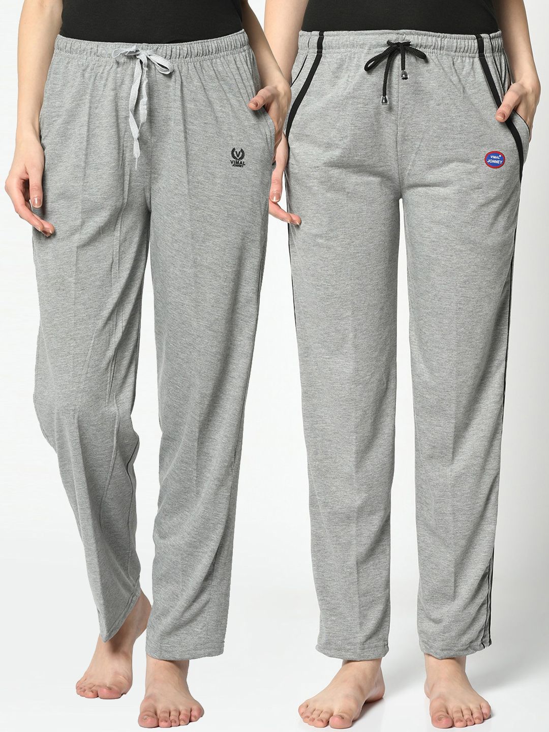 VIMAL JONNEY Women Grey Pack Of 2 Solid Lounge Pants Price in India