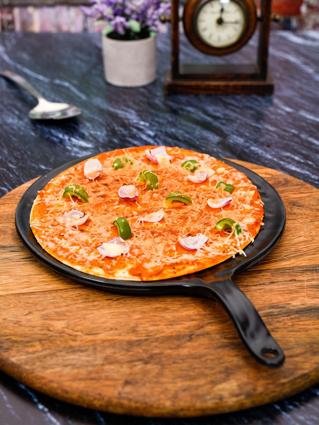 GOODHOMES Black Solid Melamine Pizza Plate Price in India