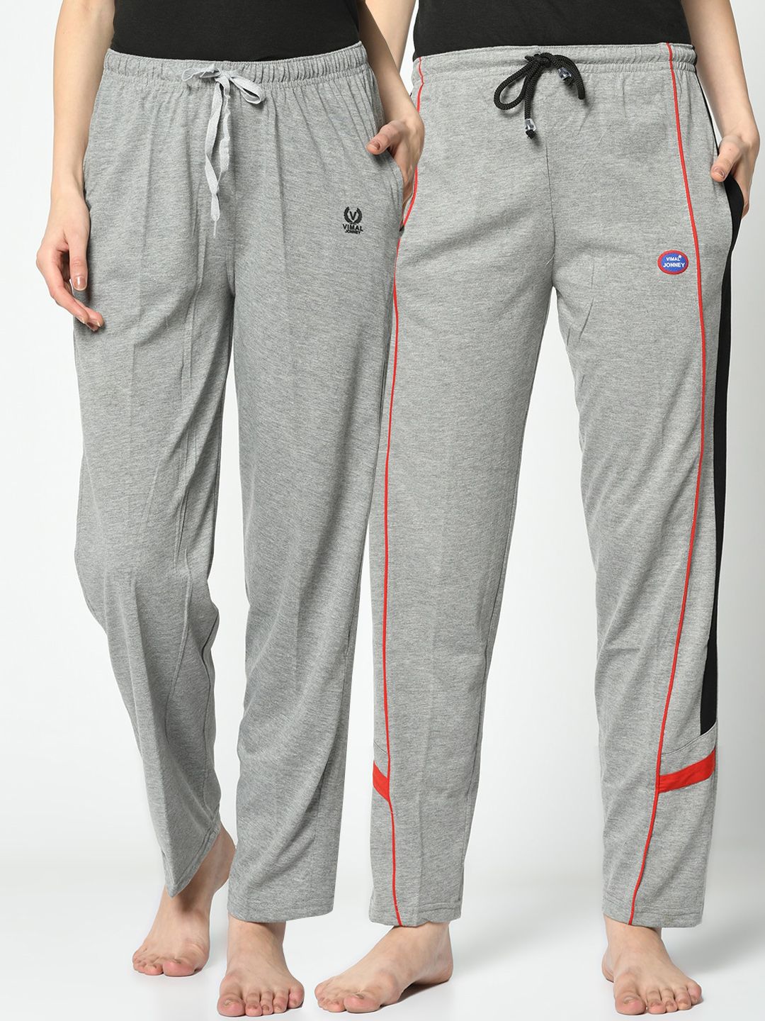 VIMAL JONNEY Women Pack of 2 Grey Solid Lounge Pants Price in India