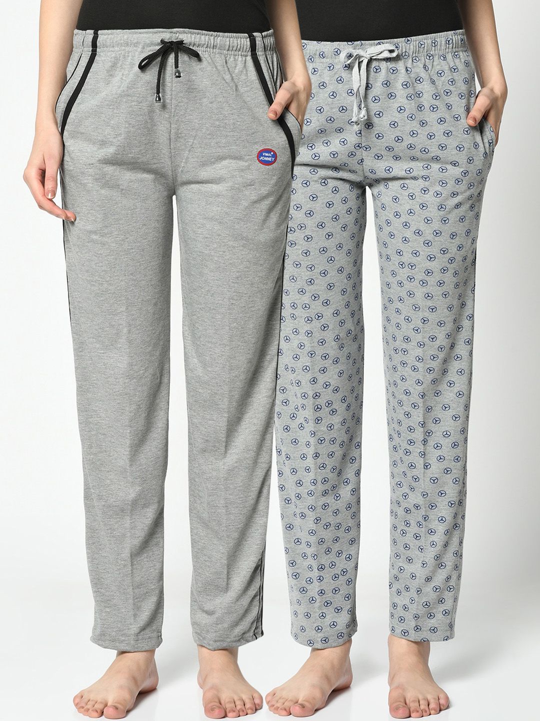 VIMAL JONNEY Women Pack Of 2 Grey Printed Lounge Pants Price in India