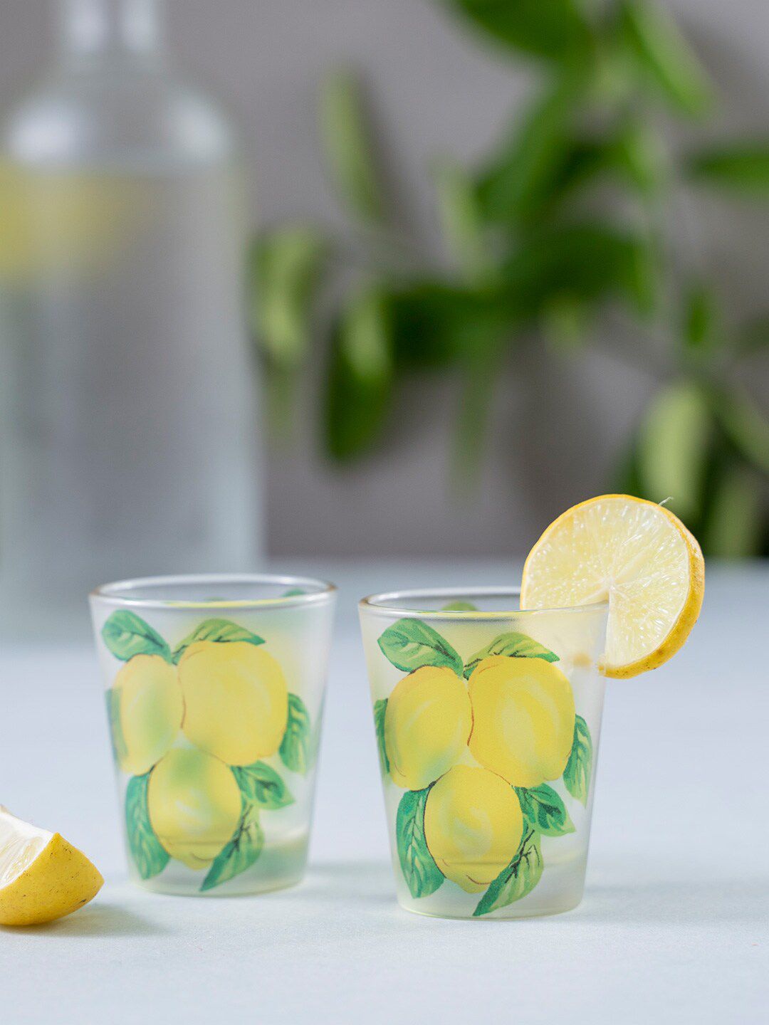 KOLOROBIA Set of 2 Transparent & Yellow Zesty Lemons Shot Glasses 30 ml Price in India