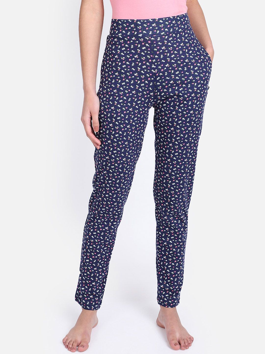 PROTEENS Women Navy Blue Printed Lounge Pants Price in India