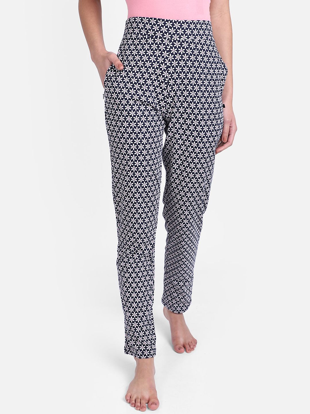 PROTEENS Women Navy Blue Printed Lounge Pants Price in India