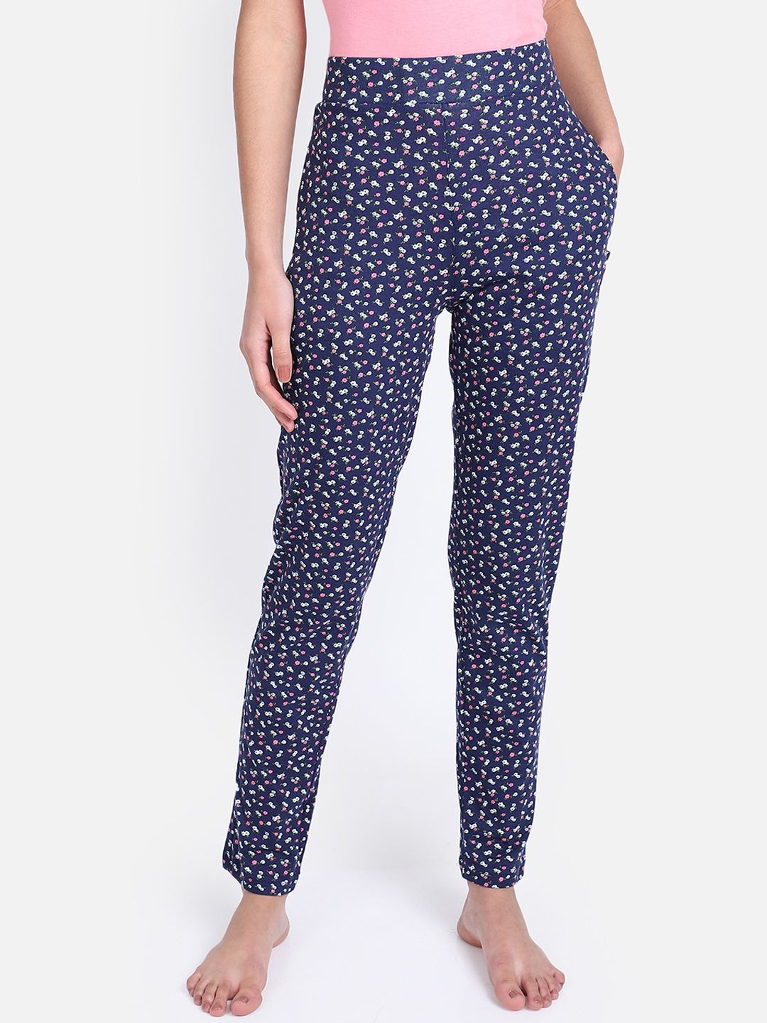 PROTEENS Women Navy Blue Printed Lounge Pants Price in India