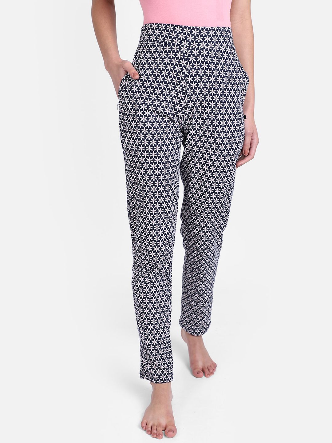 PROTEENS Women Navy Blue Printed Lounge Pants Price in India