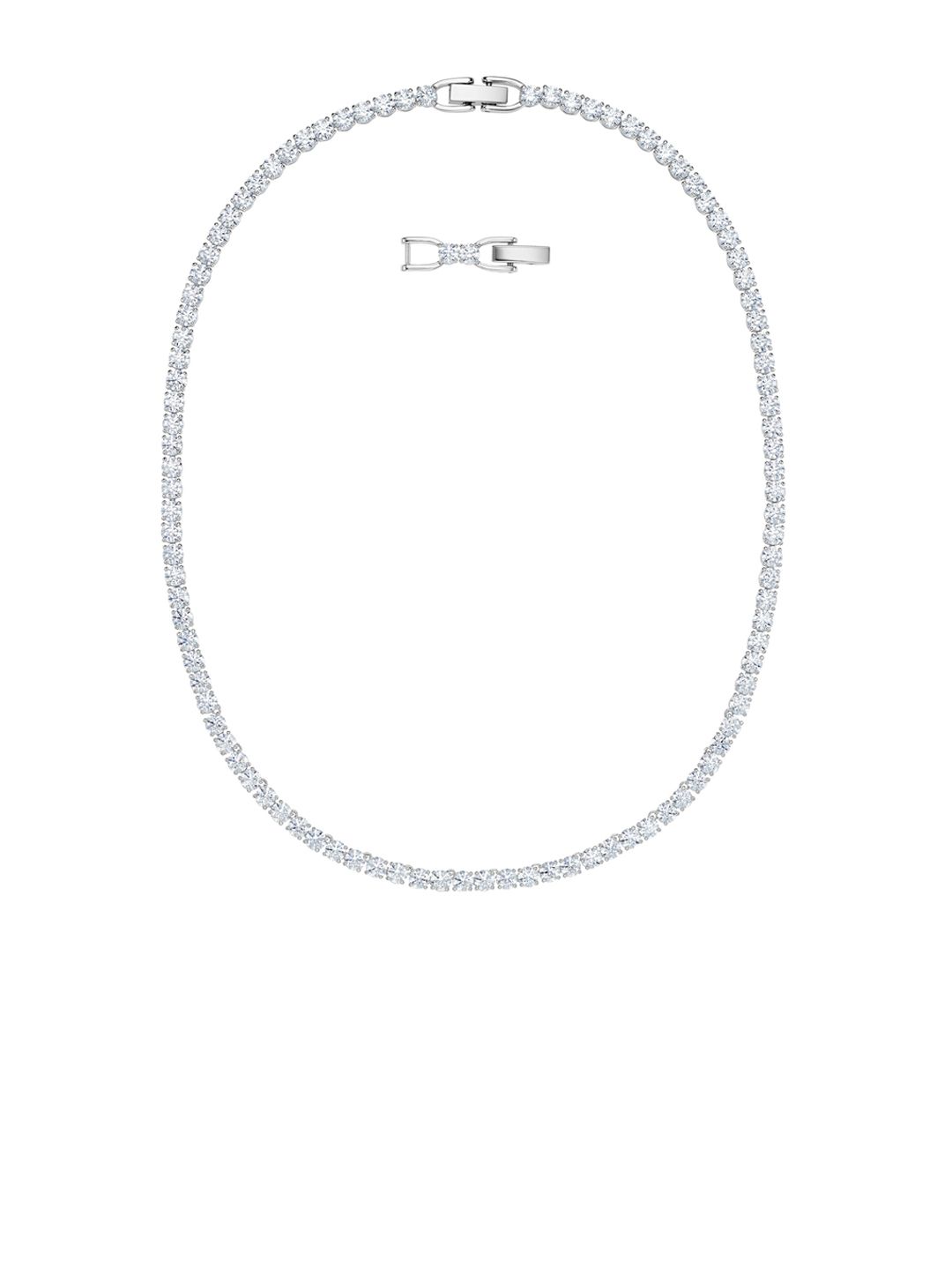 SWAROVSKI Rhodium-Plated White Crystal Embellished Tennis Deluxe Necklace Price in India