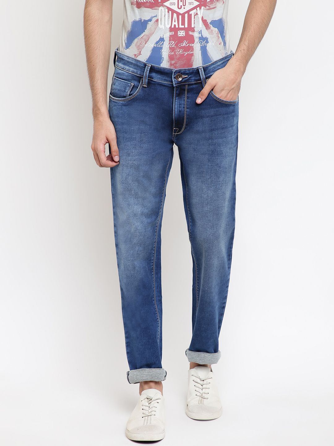 Pepe Jeans Men Blue Slim Fit Mid-Rise Clean Look Jeans