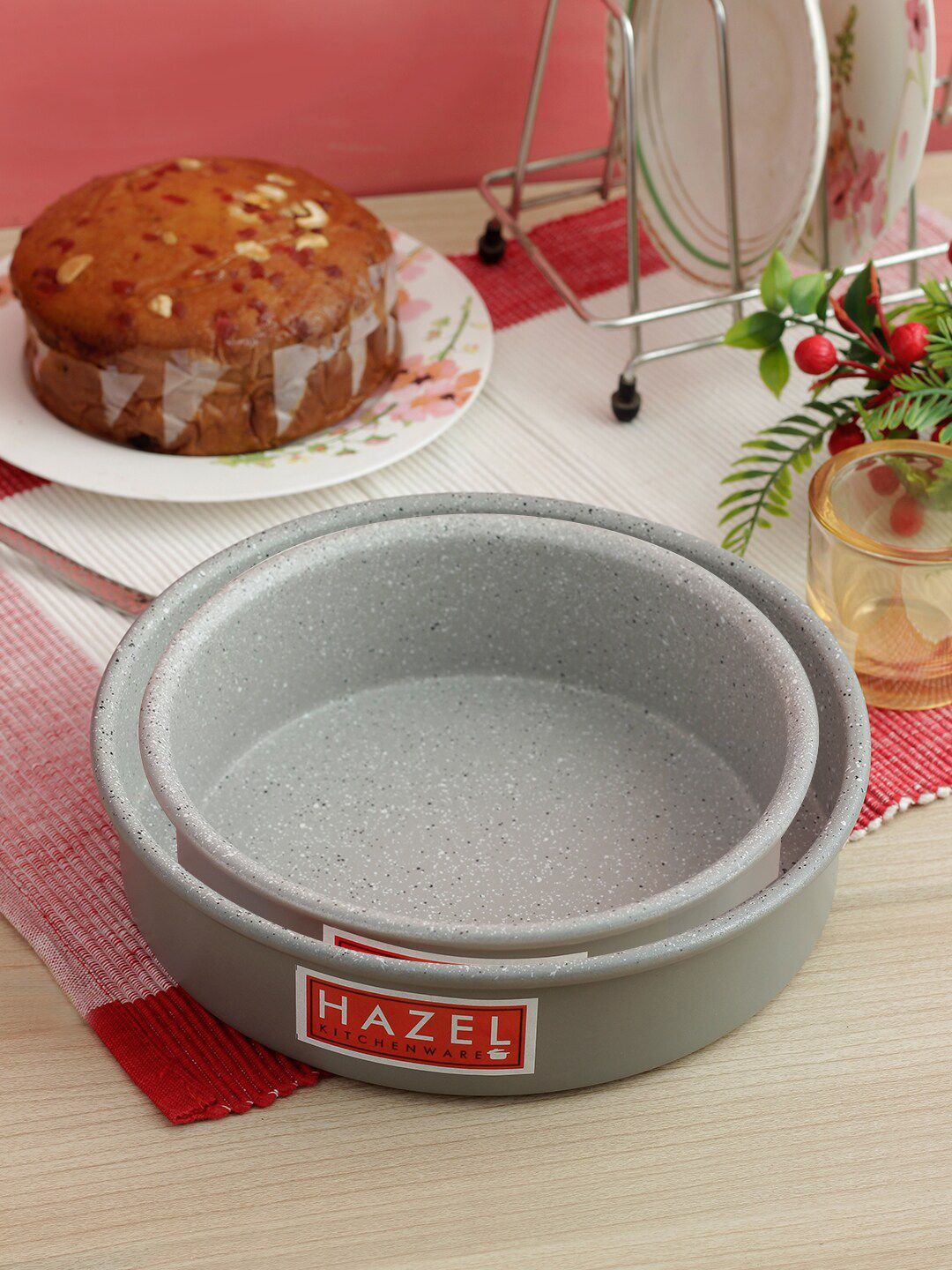 HAZEL Set of 2 Grey Aluminum Round Cake Mould Price in India